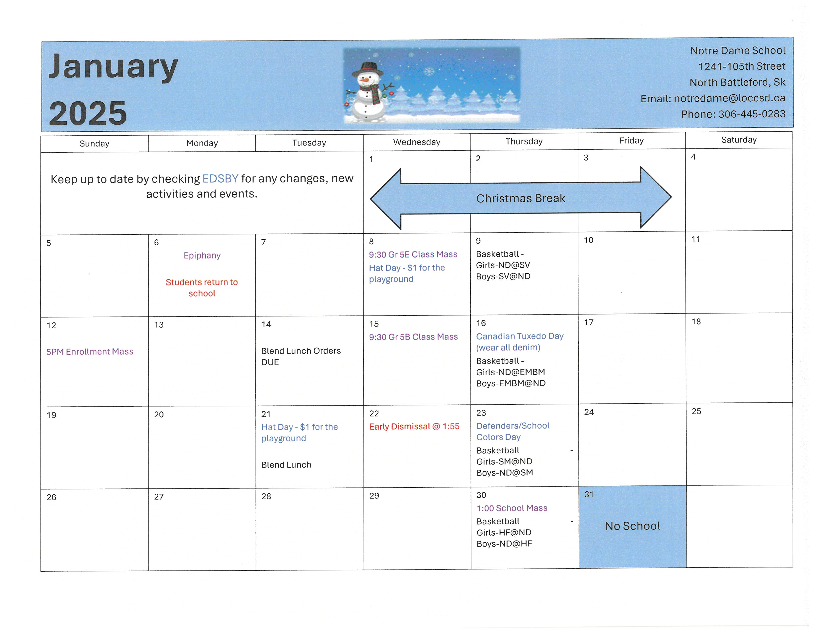 January 2025 Calendar