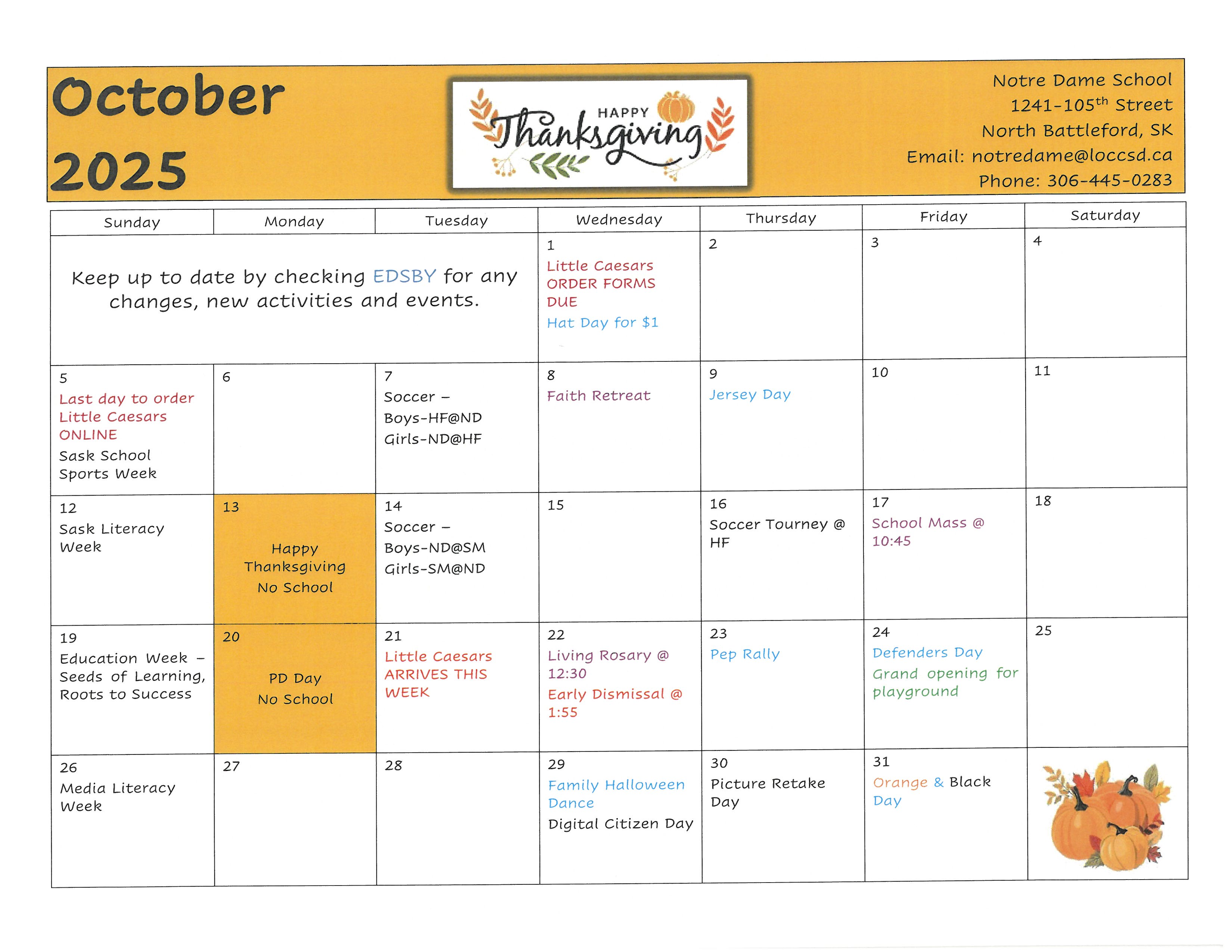 October Calendar