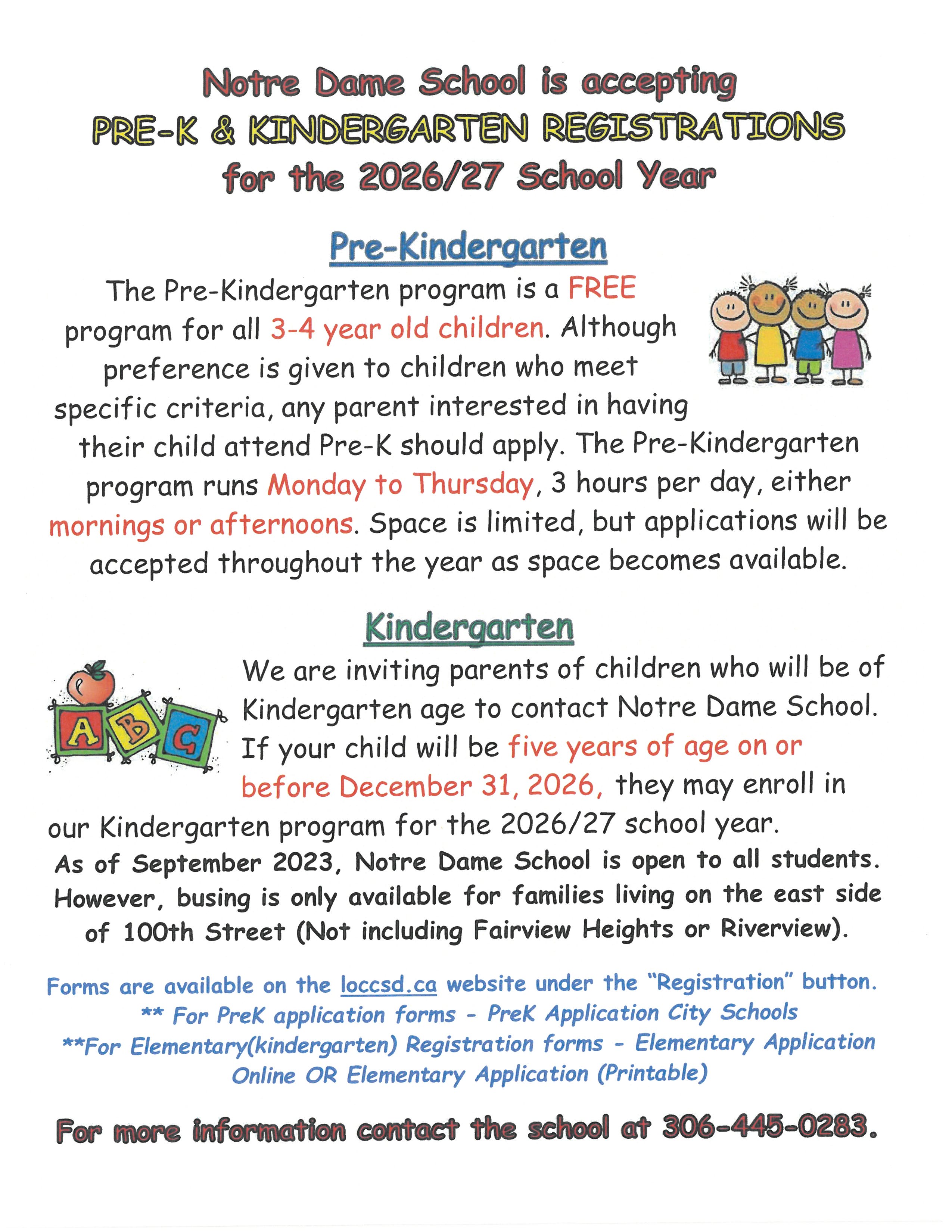 PreK & Kindergarten Registration