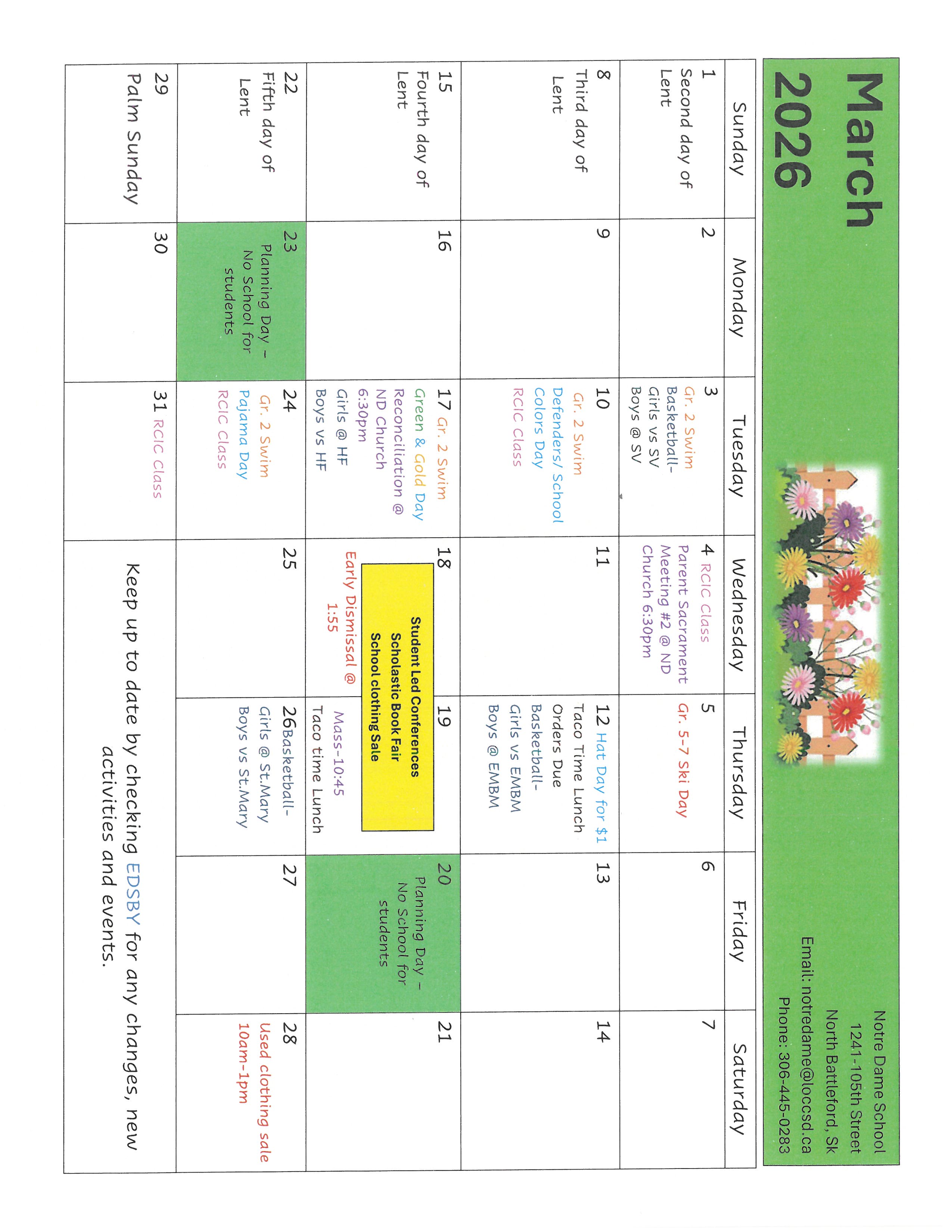 March Calendar