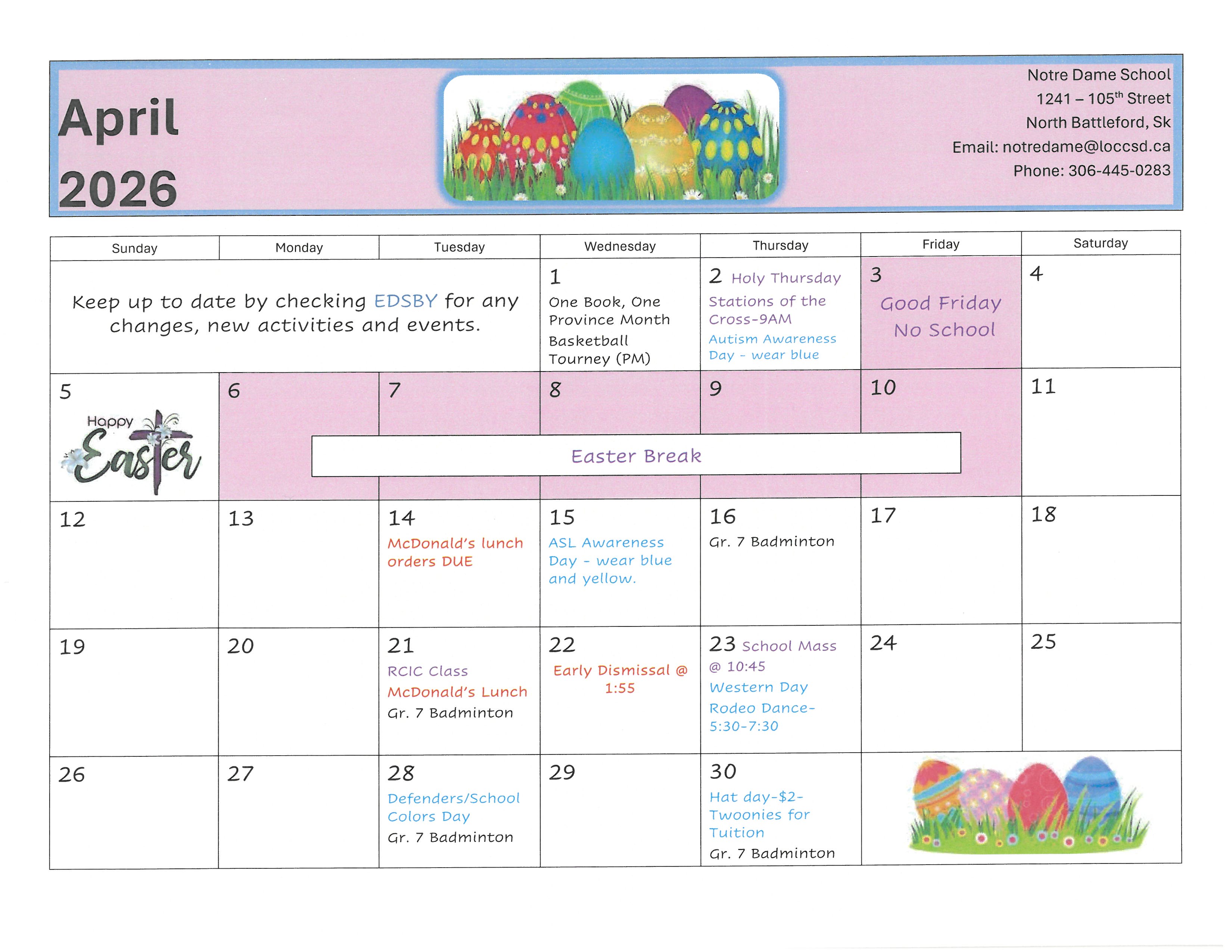 April Calendar