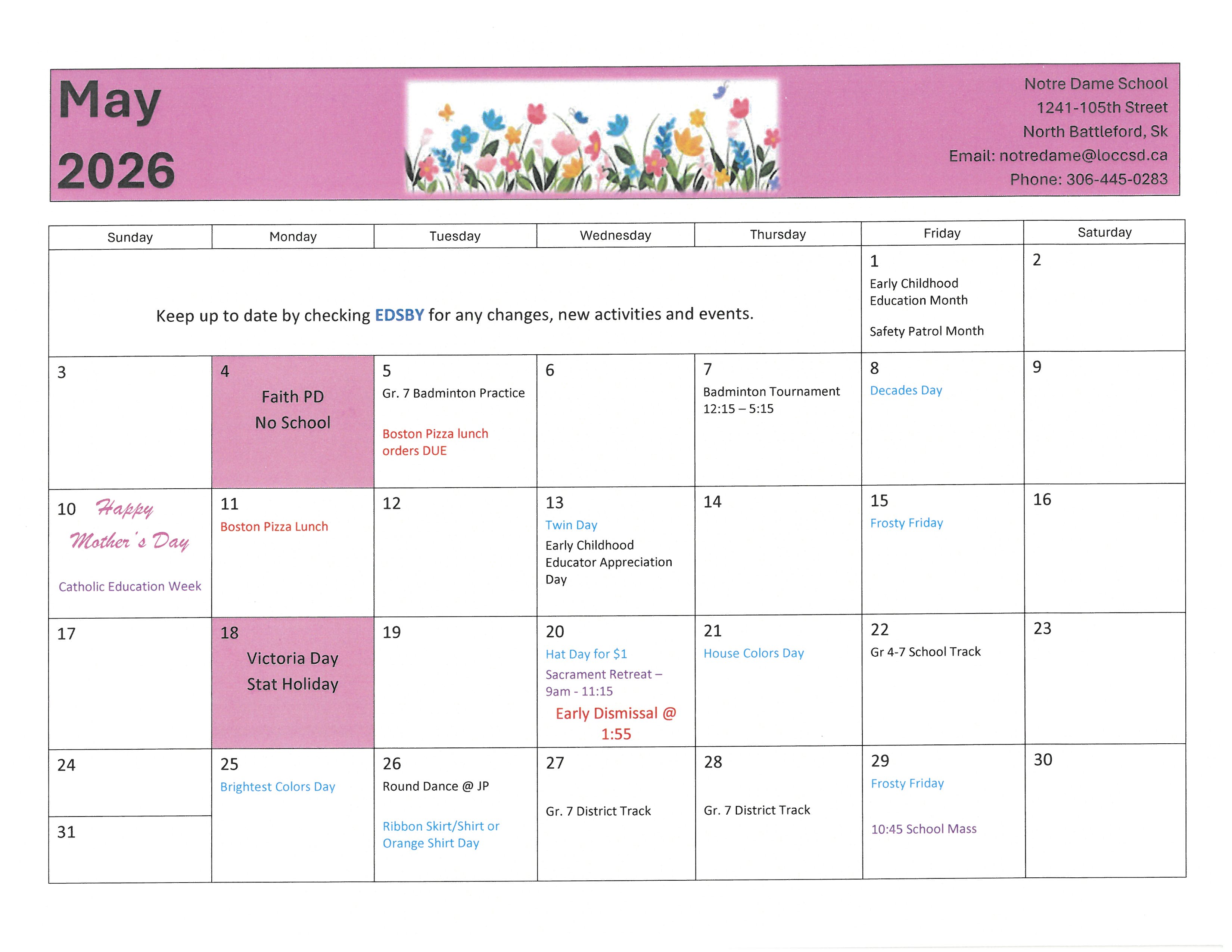 REVISED May Calendar
