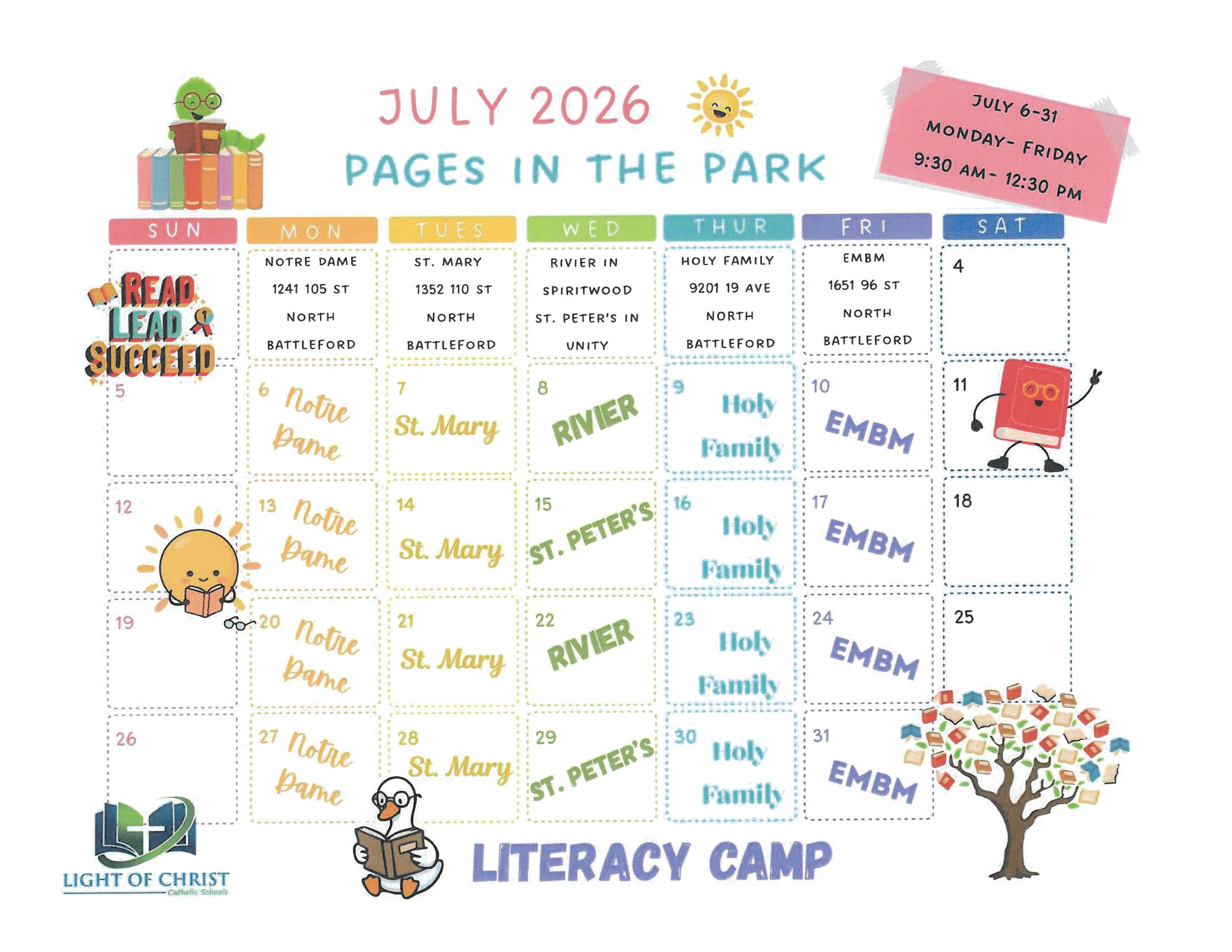 Pages in the Park - Literacy Camp